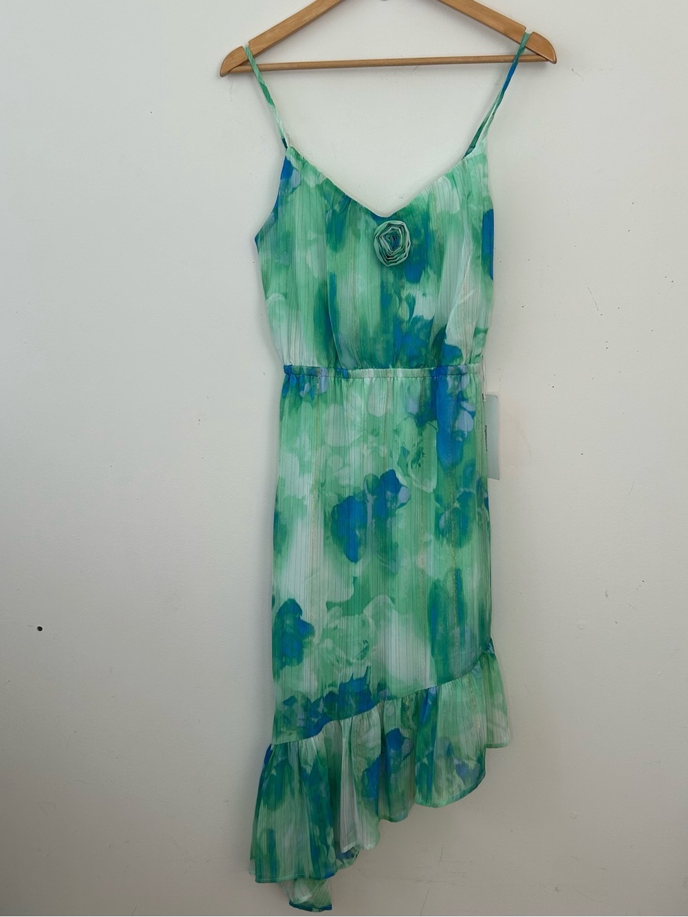 Mimi Chica Floral High Low Rosette Dress Juniors Size Large New